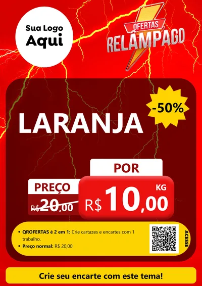 Modelo de Cartaz para Cartaz A4 Vertical com o tema Ofertas Relâmpago para Hortifrúti