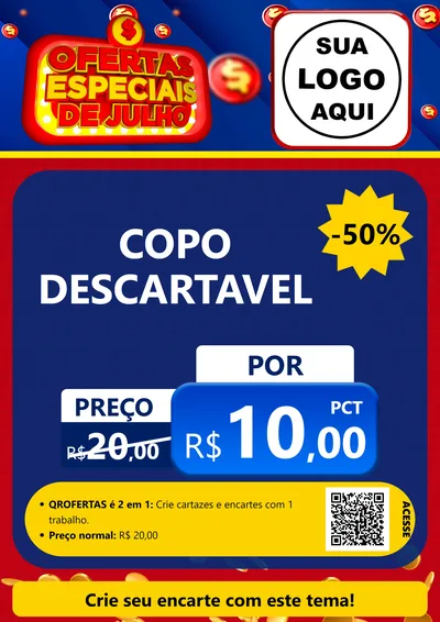 Modelo de Cartaz para Cartaz A4 Vertical com o tema Ofertas Especiais de Julho para Embalagens