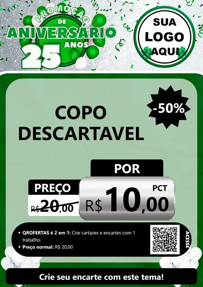 Modelo de Cartaz para Cartaz A4 Vertical com o tema Promoção de Aniversário - 25 Anos para Embalagens
