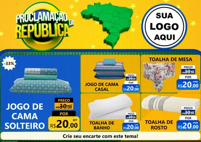 Modelo de Encarte para Encarte A4 Horizontal com o tema Proclamação da República para Cama, Mesa e Banho