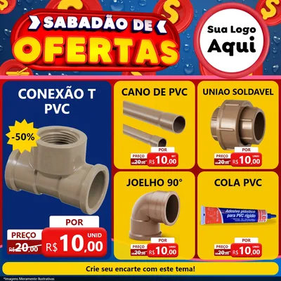 Modelo de Rede Social para Feed Facebook com o tema Sabadão de Ofertas para Tubos e conexões