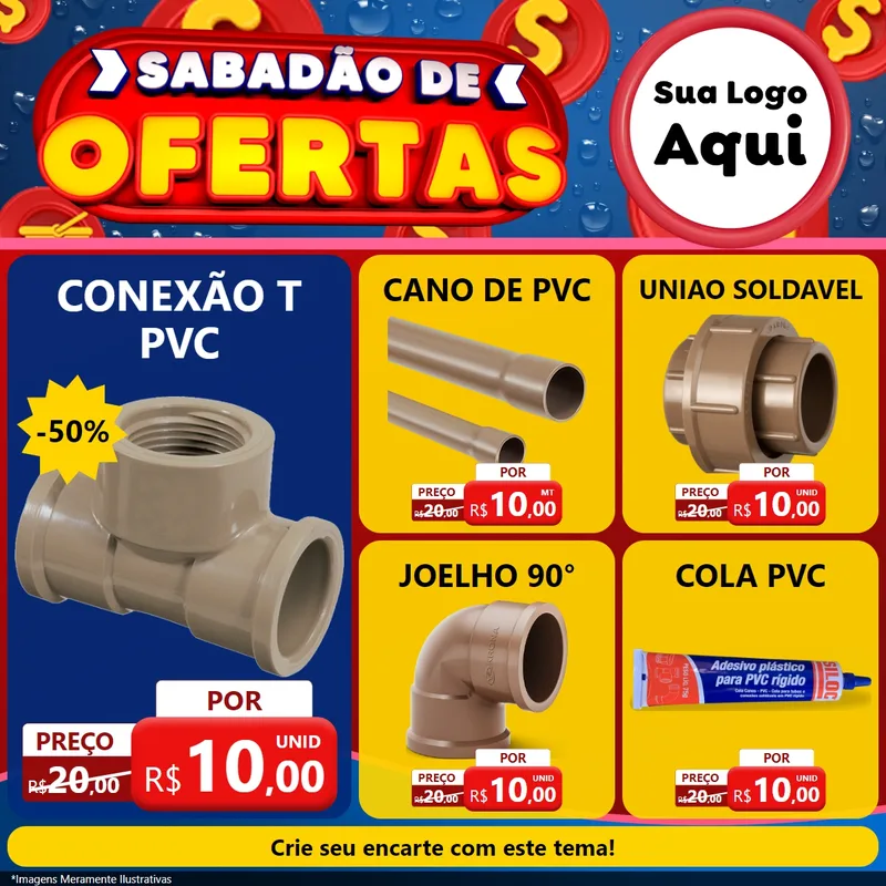 Modelo de Rede Social para Feed Facebook com o tema Sabadão de Ofertas para Tubos e conexões