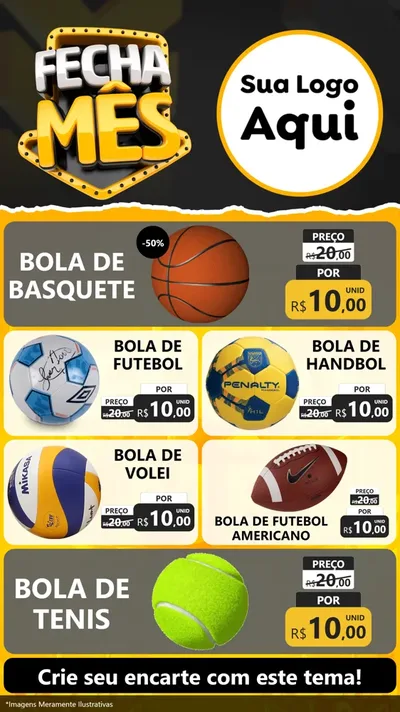 Modelo de TV para TV Vertical com o tema Fecha Mês para Artigos Esportivos