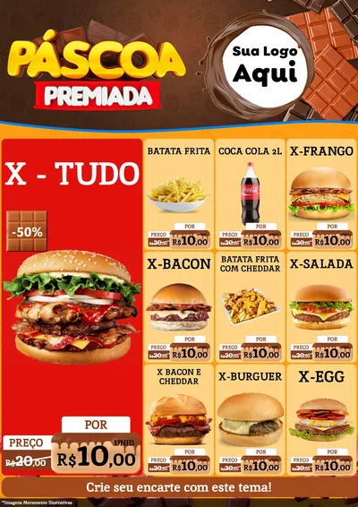 Modelo de Encarte para Encarte A4 Vertical com o tema Páscoa Premiada para Hamburgueria