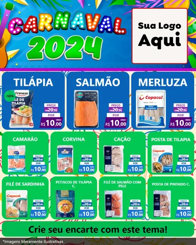Modelo de Rede Social para Feed Instagram com o tema Carnaval 2027 para Peixaria