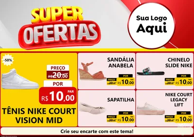 Modelo de Encarte para Encarte A4 Horizontal com o tema Super Ofertas para Calçados