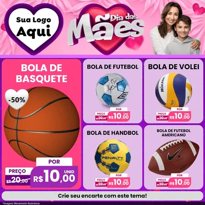 Modelo de Rede Social para Feed Facebook com o tema Dia das Mães para Artigos Esportivos