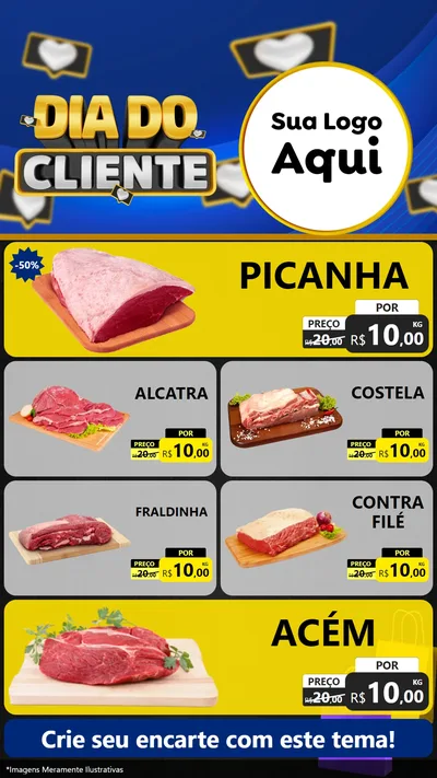 Modelo de TV para TV Vertical com o tema Dia Do Cliente para Açougue