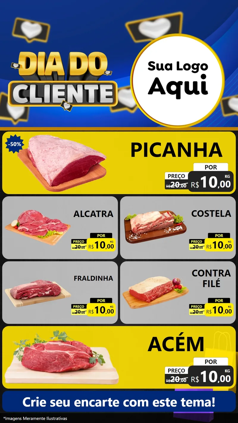 Modelo de TV para TV Vertical com o tema Dia Do Cliente para Açougue