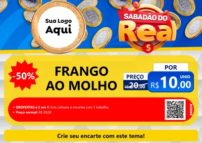 Modelo de Cartaz para Cartaz A4 Horizontal com o tema Sabadão do Real para Restaurante
