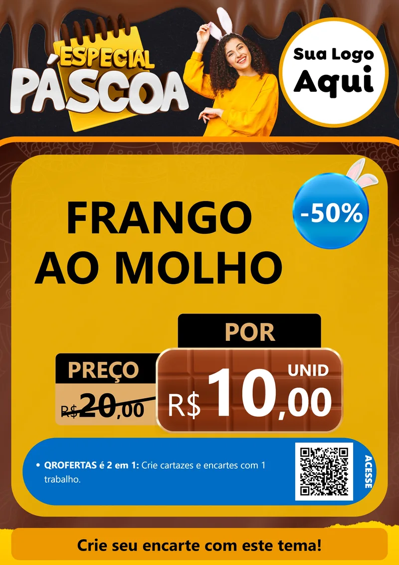 Modelo de Cartaz para Cartaz A4 Vertical com o tema Especial Páscoa para Restaurante