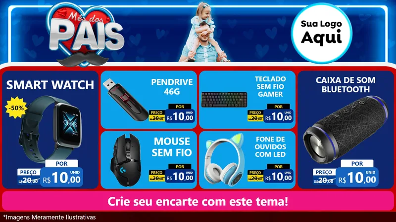 Modelo de TV para TV Horizontal com o tema Mês Dos Pais para Informática