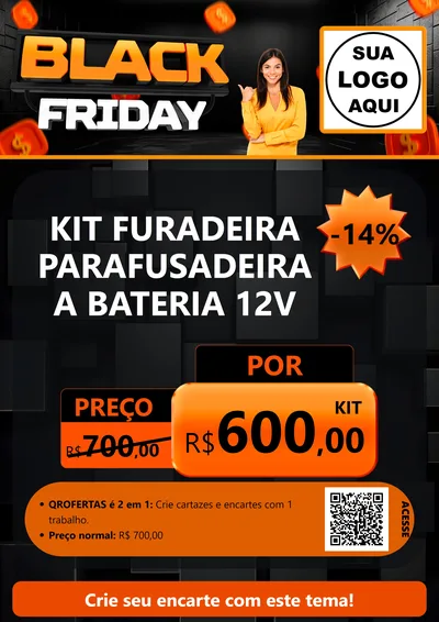 Modelo de Cartaz para Cartaz A4 Vertical com o tema Black Friday para Maquinas e Ferramentas