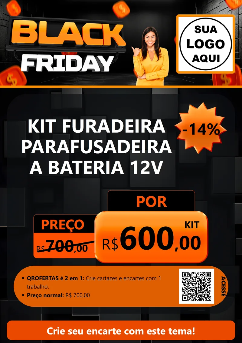 Modelo de Cartaz para Cartaz A4 Vertical com o tema Black Friday para Maquinas e Ferramentas