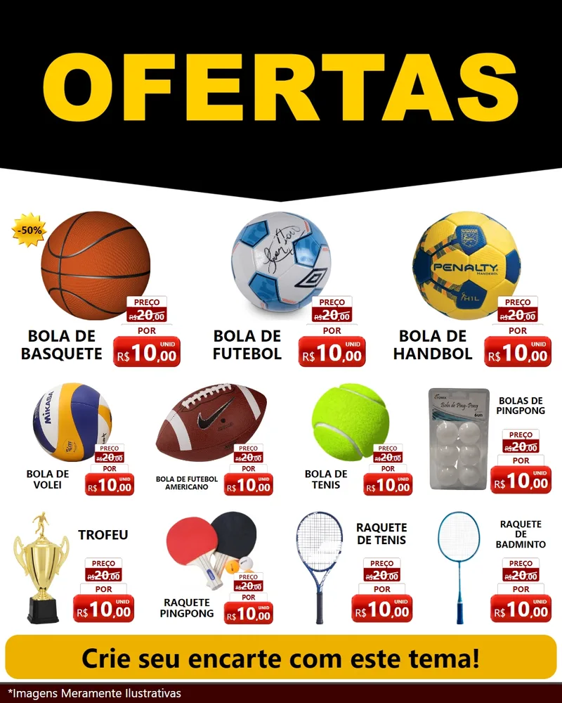 Modelo de Rede Social para Feed Instagram com o tema Ofertas Preto e Vermelho Cartaz para Artigos Esportivos