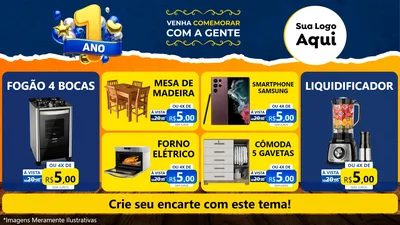 Modelo de TV para TV Horizontal com o tema Um Ano de Aniversário para Móveis e Eletro