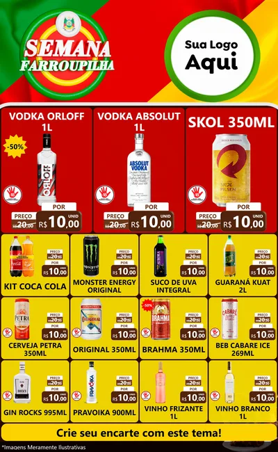Modelo de Encarte para Encarte Grande com o tema Semana Farroupilha para Distribuidora de bebidas