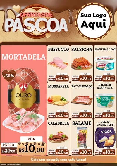Modelo de Encarte para Encarte A4 Vertical com o tema Ofertas de Páscoa para Frios e Laticínios