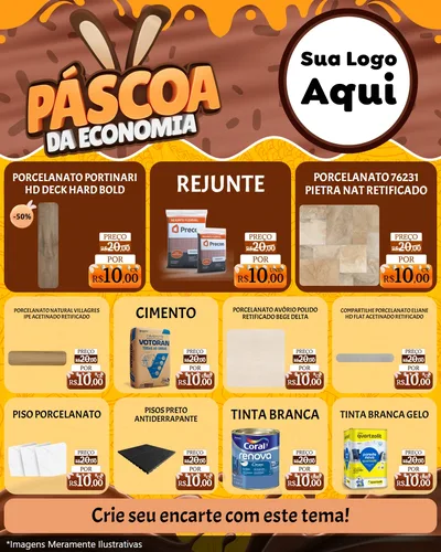 Modelo de Rede Social para Feed Instagram com o tema Páscoa da Economia para Pisos e revestimentos