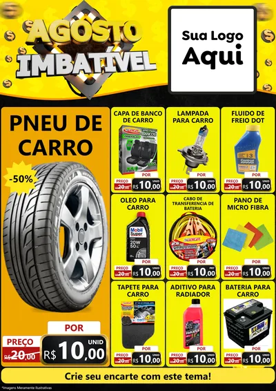 Modelo de Encarte para Encarte A4 Vertical com o tema Agosto Imbatível para Auto peças