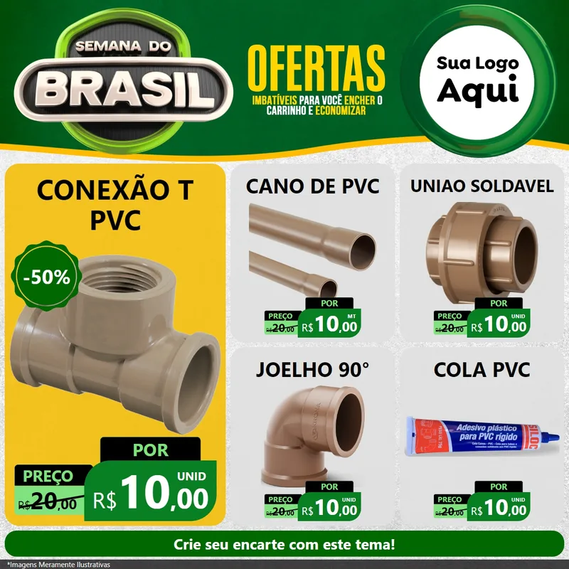 Modelo de Rede Social para Feed Facebook com o tema Semana do Brasil para Tubos e conexões