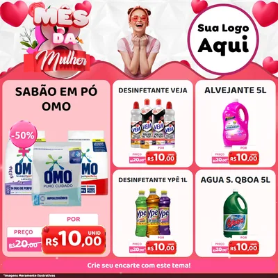 Modelo de Rede Social para Feed Facebook com o tema Mês da Mulher para Produtos de Limpeza