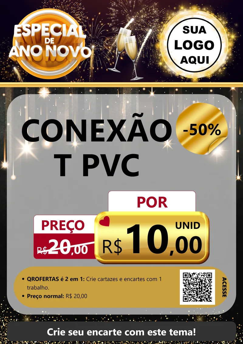 Modelo de Cartaz para Cartaz A4 Vertical com o tema Especial de Ano Novo para Tubos e conexões