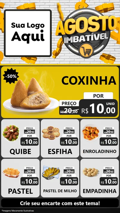 Modelo de Rede Social para Stories com o tema Agosto imbatível para Salgadaria