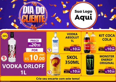 Modelo de Encarte para Encarte A4 Horizontal com o tema Dia do Cliente para Distribuidora de bebidas