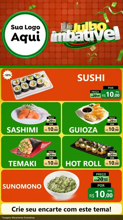 Modelo de TV para TV Vertical com o tema Julho Imbatível para Comida japonesa