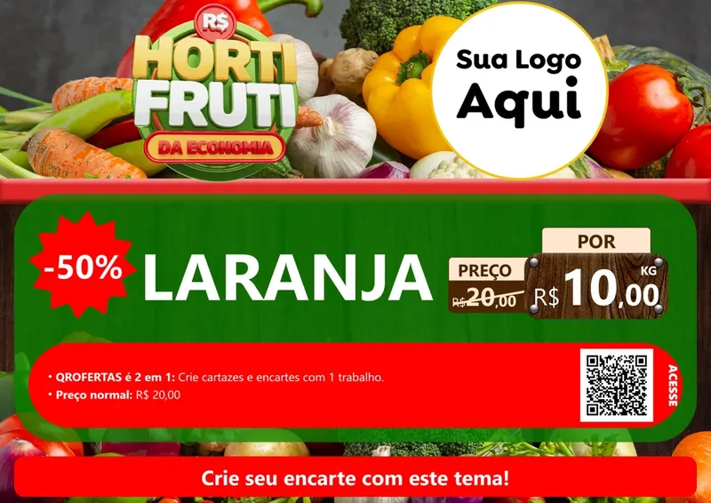 Modelo de Cartaz para Cartaz A4 Horizontal com o tema Hortifrúti da Economia para Hortifrúti