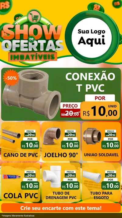 Modelo de Rede Social para Stories com o tema Show de Ofertas Imbatíveis para Tubos e conexões