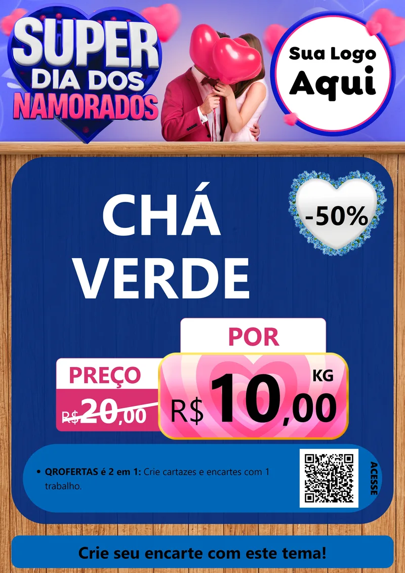 Modelo de Cartaz para Cartaz A4 Vertical com o tema Super Dia dos Namorados para Produtos Naturais