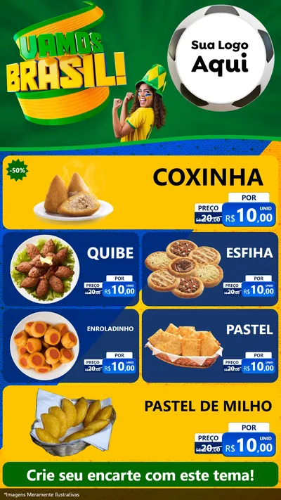 Modelo de TV para TV Vertical com o tema Vamos Brasil - Copa para Salgadaria