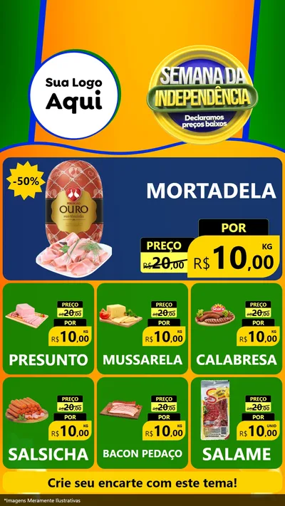 Modelo de Rede Social para Stories com o tema Semana da Independência Declaramos Preços Baixos para Frios e Laticínios