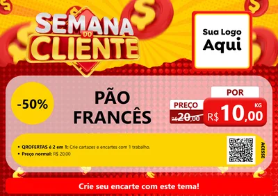 Modelo de Cartaz para Cartaz A4 Horizontal com o tema Semana do Cliente para Padaria