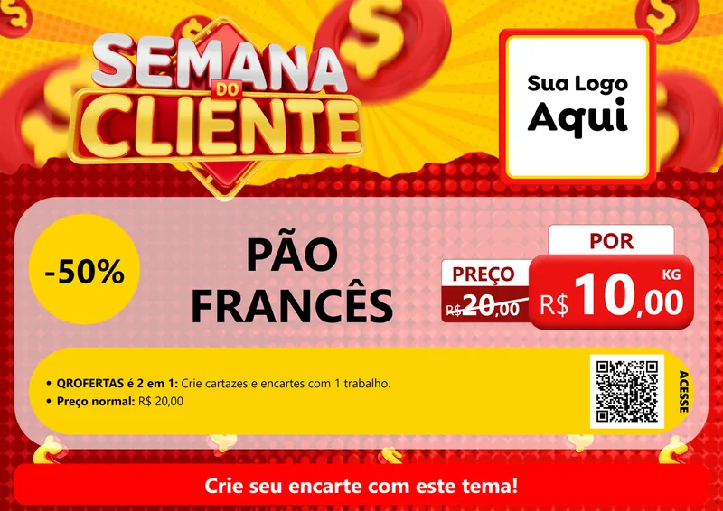 Modelo de Cartaz para Cartaz A4 Horizontal com o tema Semana do Cliente para Padaria