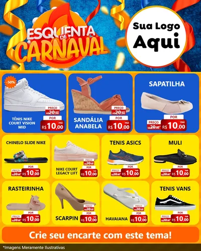Modelo de Rede Social para Feed Instagram com o tema Esquenta de Carnaval para Calçados