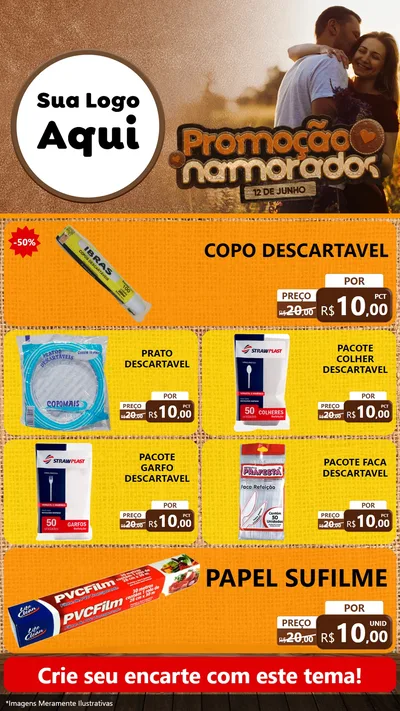 Modelo de TV para TV Vertical com o tema Promoção Namorados para Embalagens