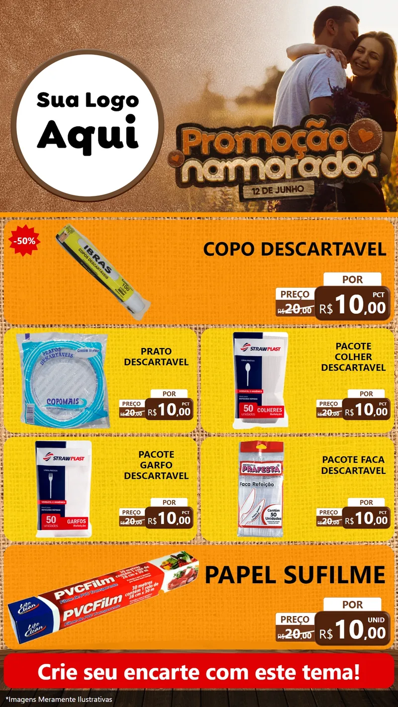 Modelo de TV para TV Vertical com o tema Promoção Namorados para Embalagens