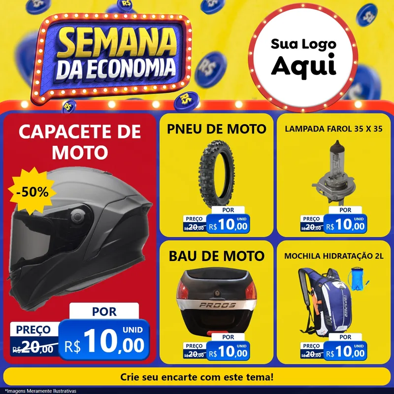 Modelo de Rede Social para Feed Facebook com o tema Semana da Economia para Moto peças