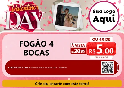 Modelo de Cartaz para Cartaz A4 Horizontal com o tema Valentine's Day para Móveis e Eletro