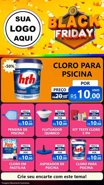 Modelo de Rede Social para Stories com o tema Black Friday para Produtos para Piscina