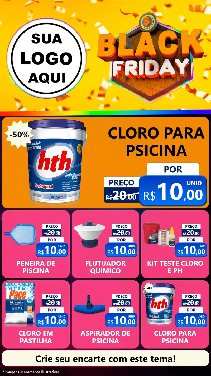 Modelo de Rede Social para Stories com o tema Black Friday para Produtos para Piscina