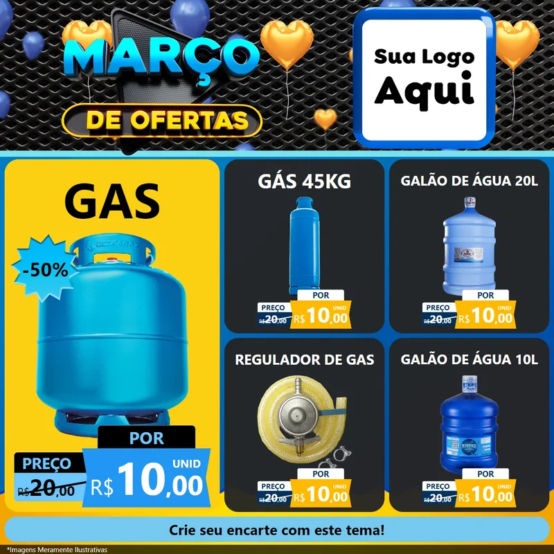 Modelo de Rede Social para Feed Facebook com o tema Março de Ofertas para Água e gás