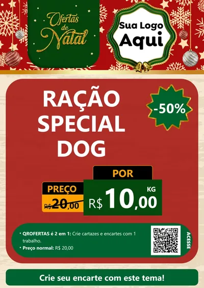 Modelo de Cartaz para Cartaz A4 Vertical com o tema Natal de Ofertas para Pet Shop