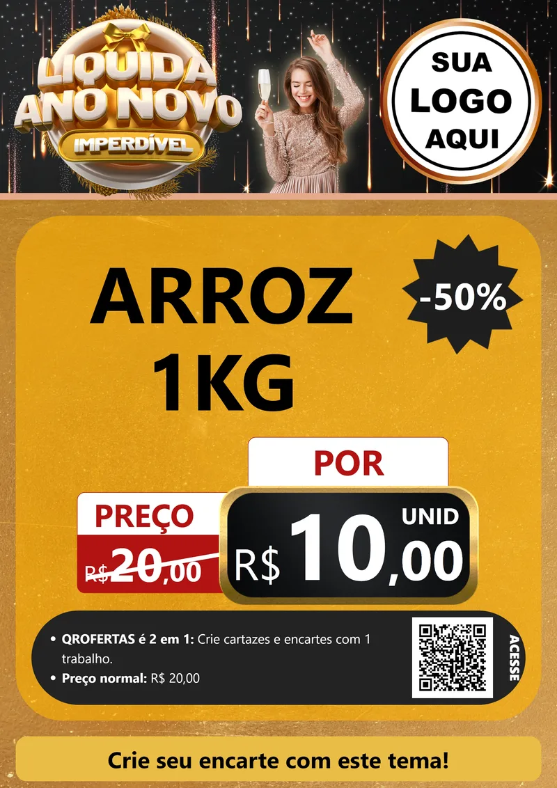 Modelo de Cartaz para Cartaz A4 Vertical com o tema Liquida Ano Novo Imperdível para Supermercado