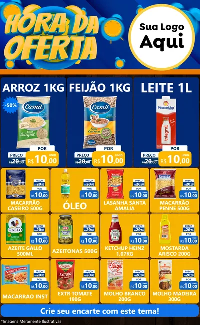 Modelo de Encarte para Encarte Grande com o tema Hora da Oferta para Supermercado