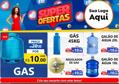 Modelo de Encarte para Encarte A4 Horizontal com o tema Super Ofertas para Água e gás