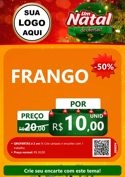 Modelo de Cartaz para Cartaz A4 Vertical com o tema Um Natal de Ofertas para Assados